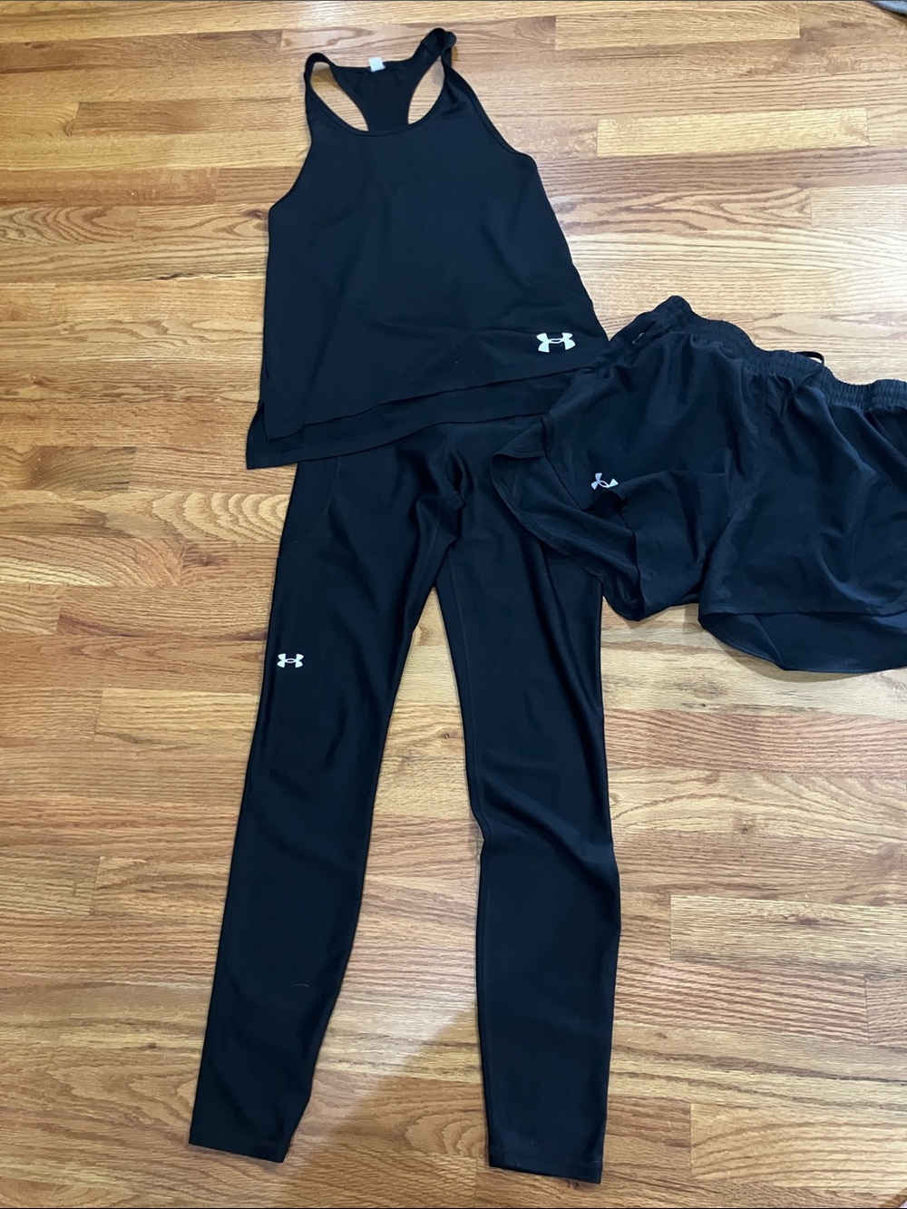 Under Armour Black Three-Piece Workout Set All Sz S GUC